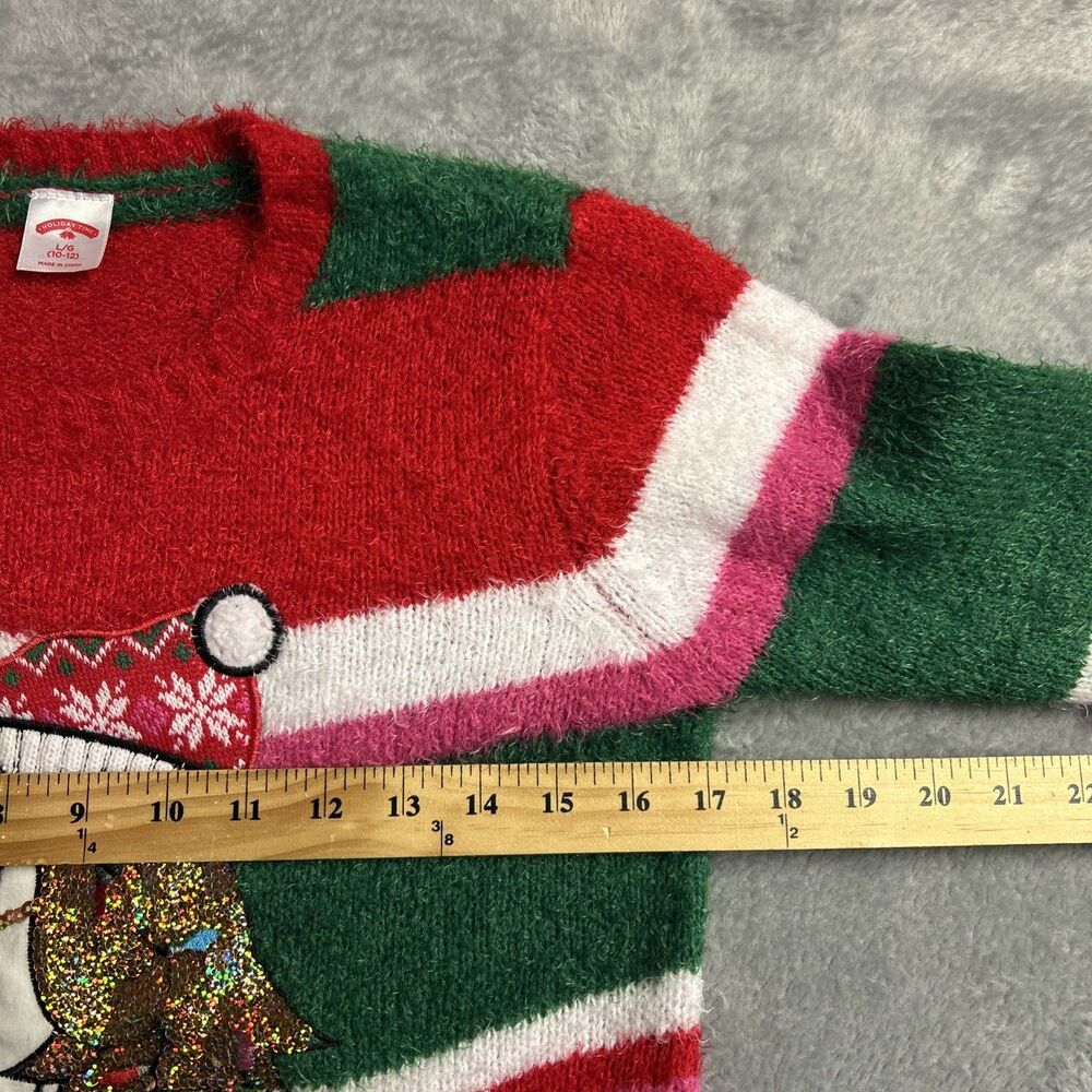 Holiday Time Girls Ugly Christmas Sweater Unicorn Sz. 10-12 Large Red/Green - Picture 7 of 12